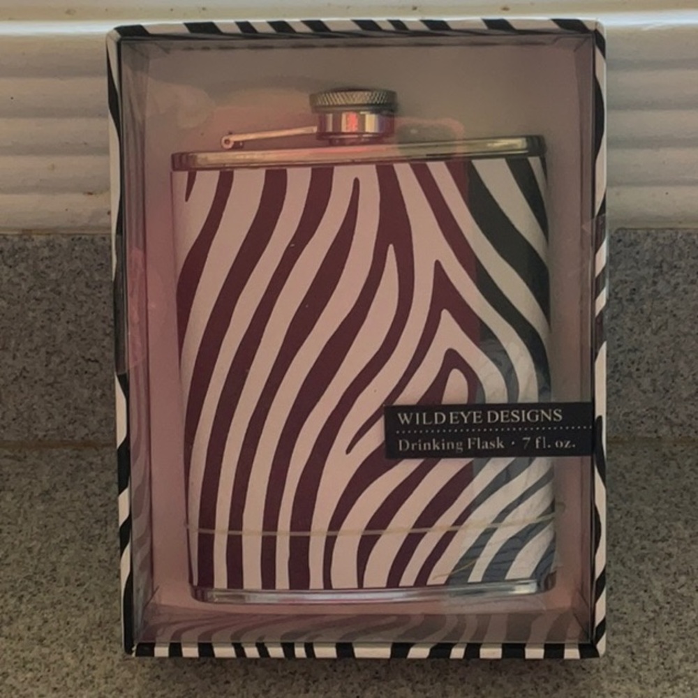 Black and White Zebra Stripe Flask